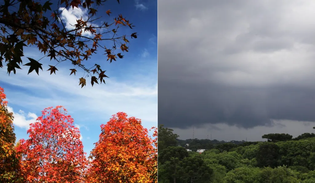 Céu azul e cinza para ilustrar a previsão do tempo no Paraná