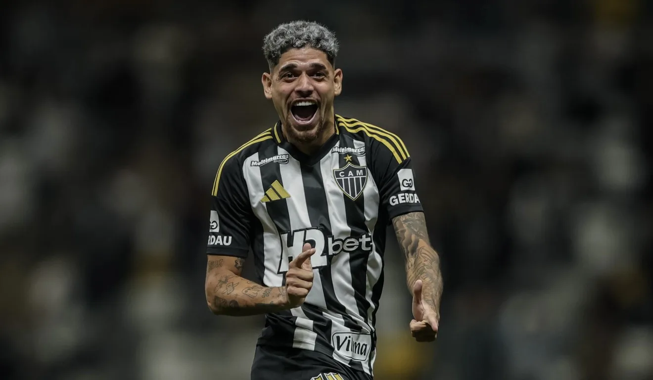 Rubens comemorando gol pelo Atlético-MG