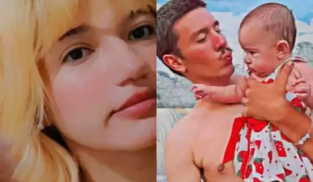 jovem segurando filha que matou ao lado da esposa