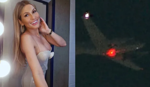 Lívia Andrade e avião no ar