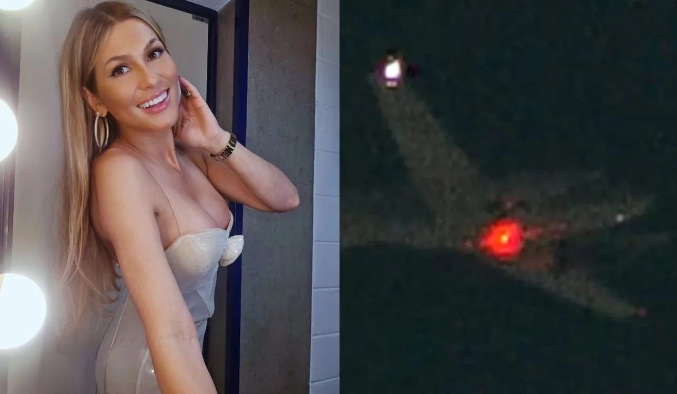 Lívia Andrade e avião no ar