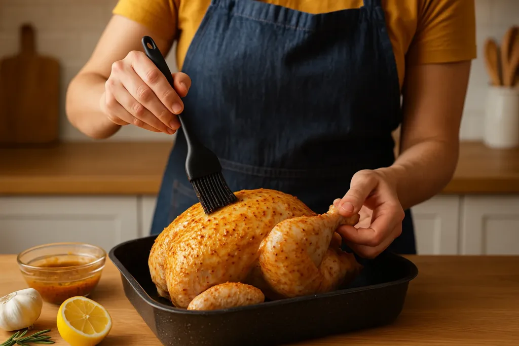 Frango assado com gosto de padaria O truque está no tempero e no forno