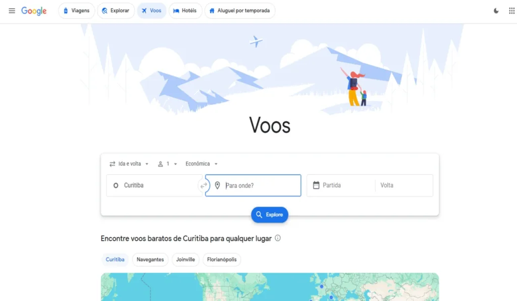 Captura de tela google Voos.