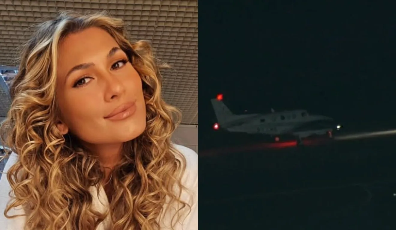 livia andrade e avião que fez pouso de emergência