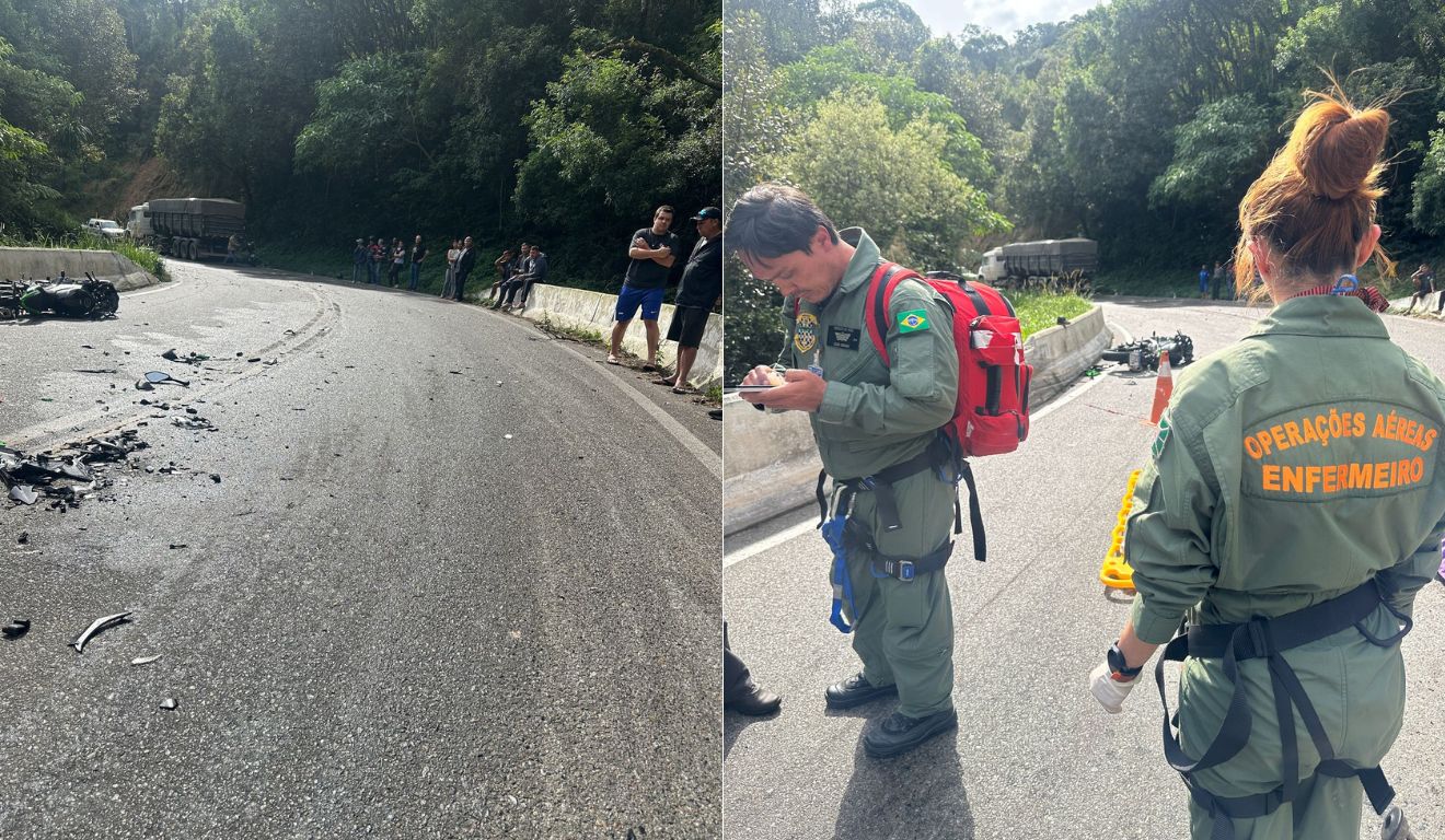 local onde o motociclista morreu ao bater em caminhão