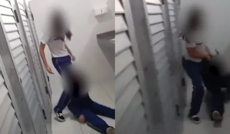 Criança sendo espancada por estudante