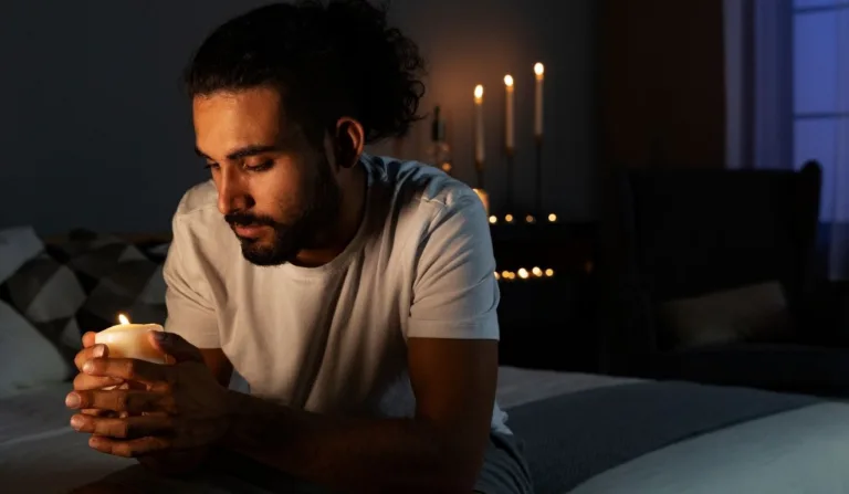 homem fazendo orações para dormir melhor