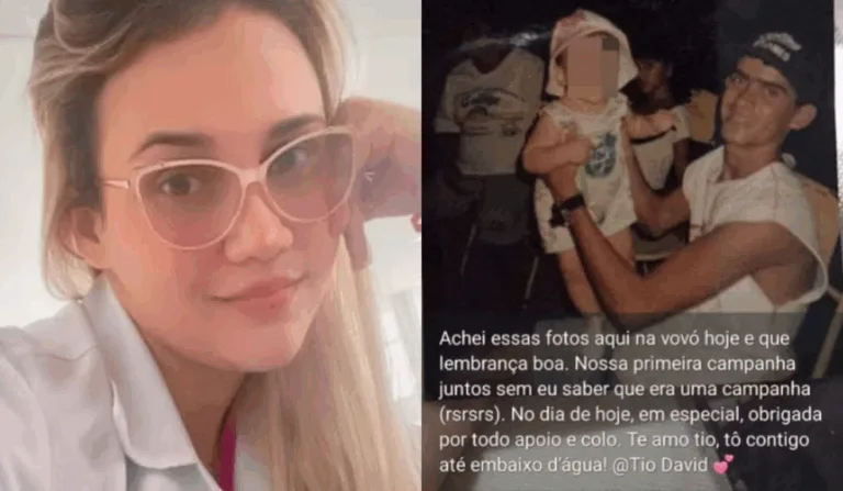 Imagem de Sophia Livas de Morais e do prefeito segurando a filha.