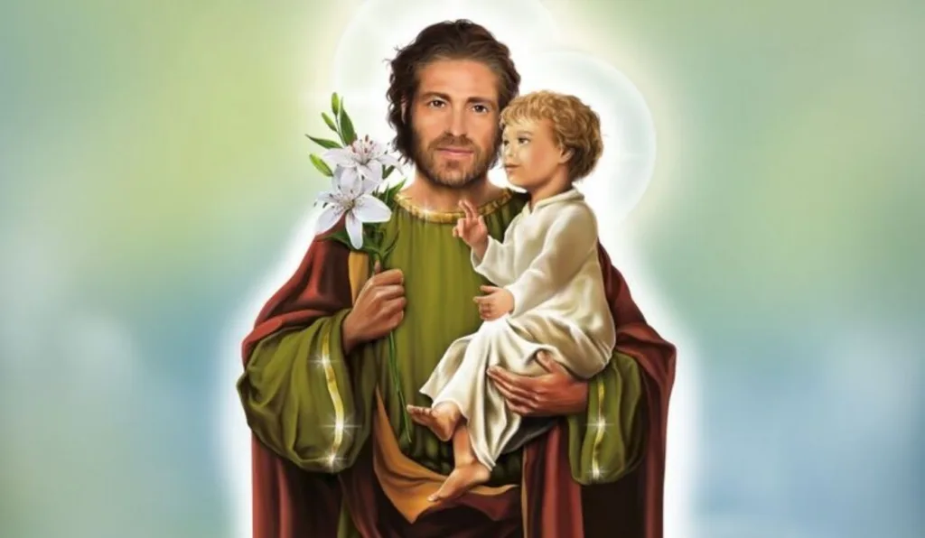 são josé segurando jesus cristo no colo
