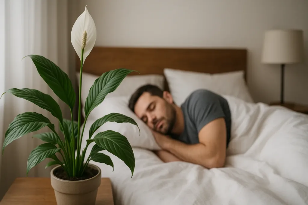 Lírio-da-paz no quarto absorve energia densa e restaura o equilíbrio do ambiente
