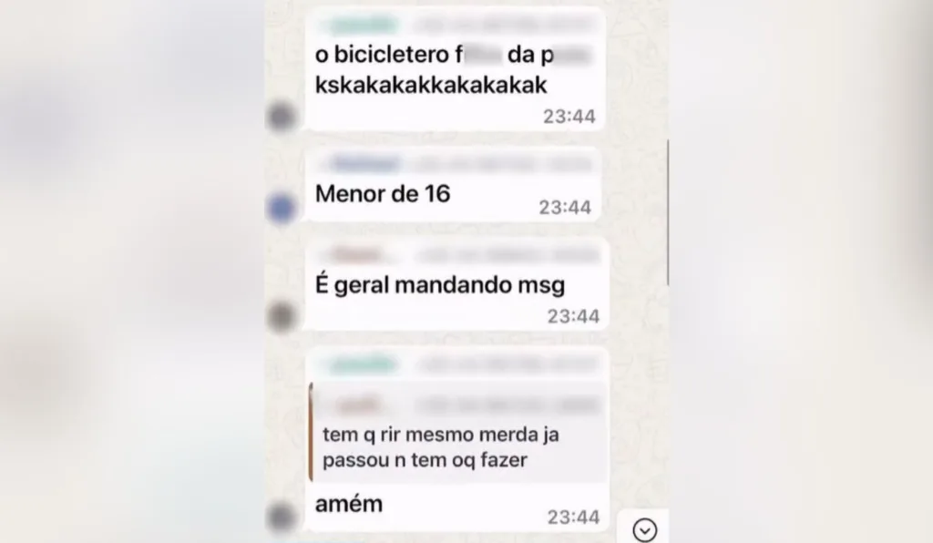Mensagens enviadas pelo adolescente que atropelou o ciclista
