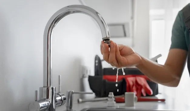 homem com a mão na torneira