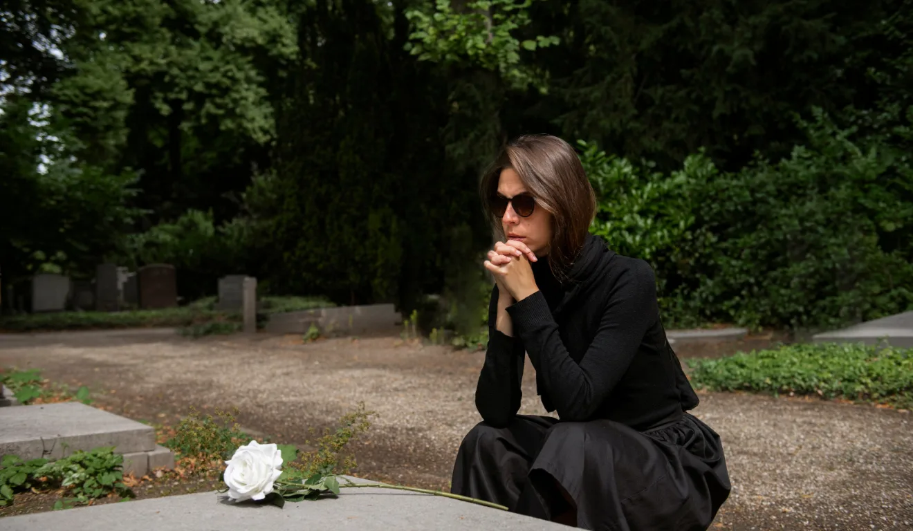 Imagem ilustrativa de uma pessoa no cemitério.