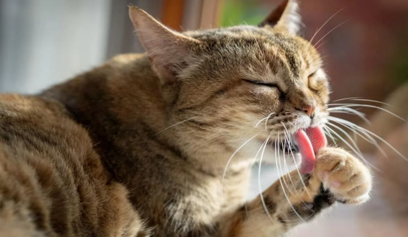 gato lambendo pata