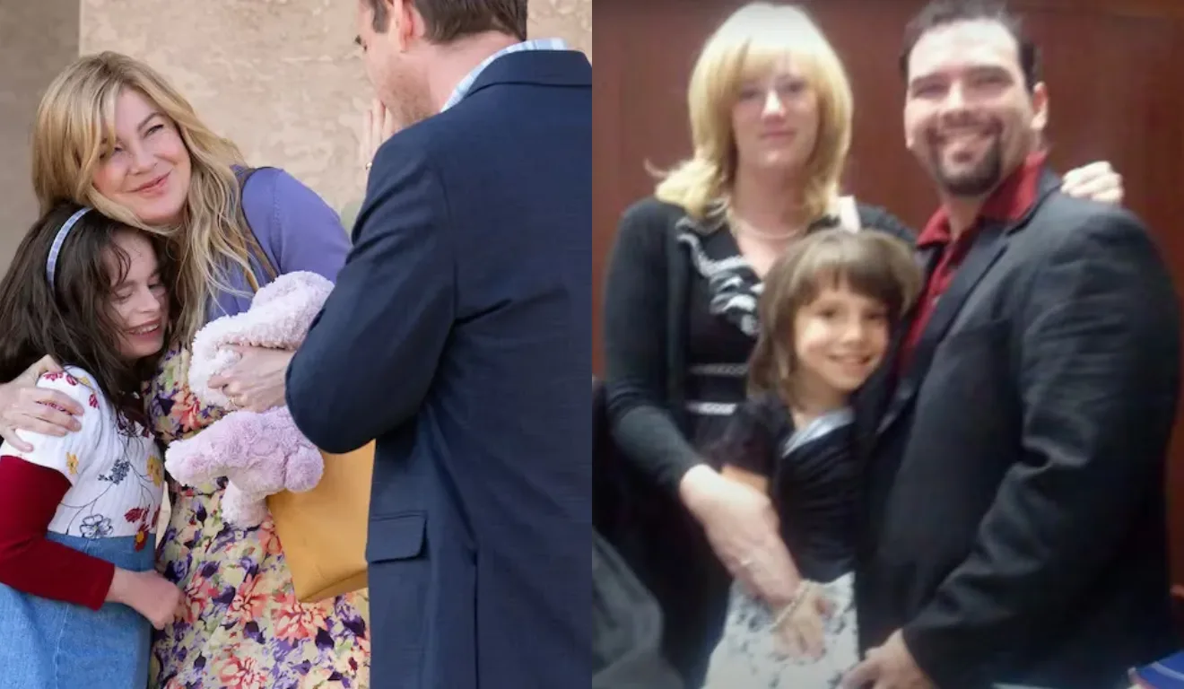 Foto de Natalia Grace com a família Barnett na vida real e na série.