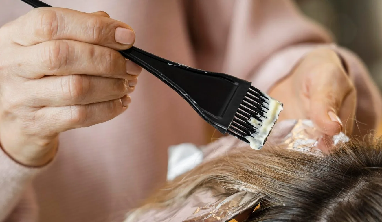 amiga pintando o cabelo