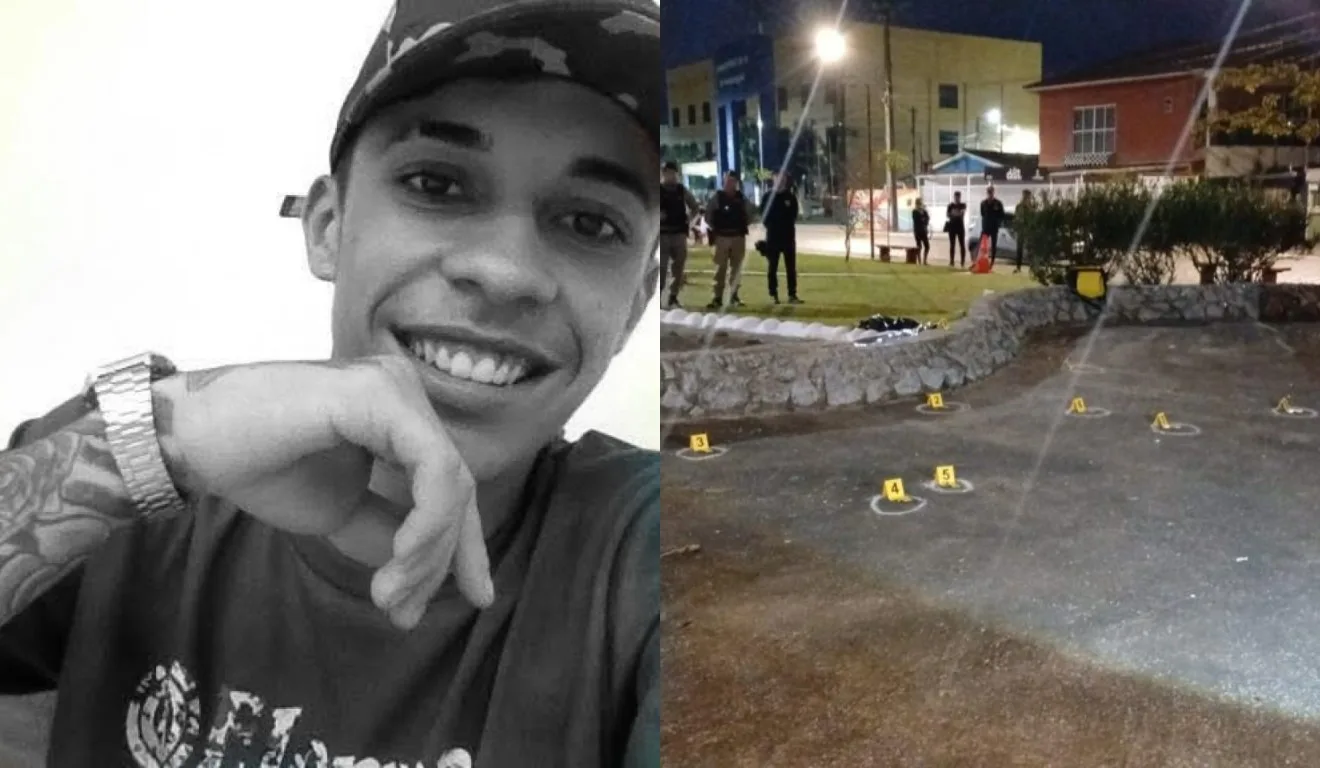 jovem Eliel de Souza dos Santos, 23 anos, assassinado a tiros de pistola 9mm na Praça do Japão, em Paranaguá, após sair de uma balada