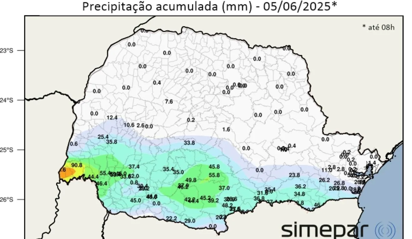 Chuva acumulada no Paraná 