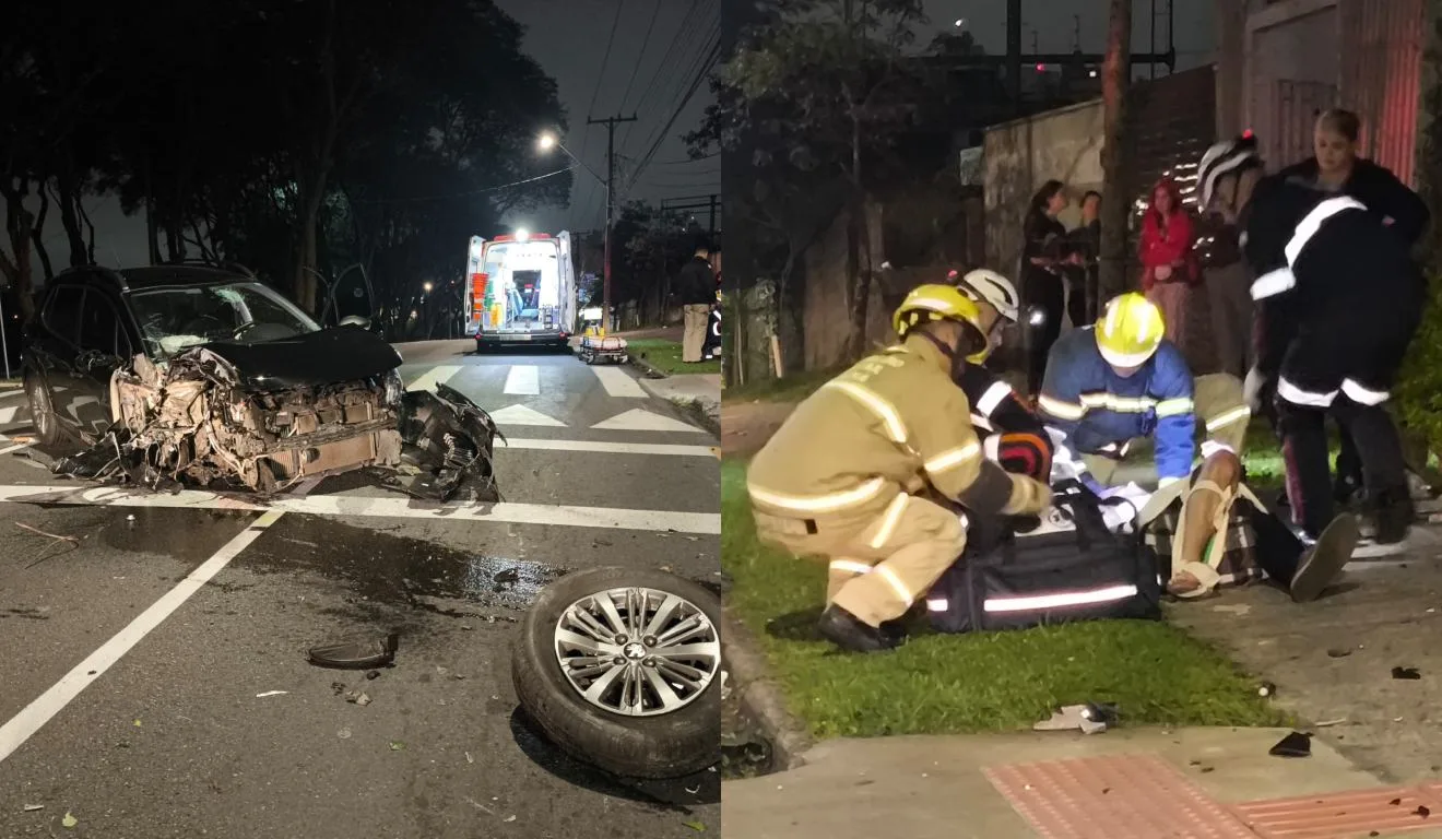 Motorista sobrevive ao bater em poste