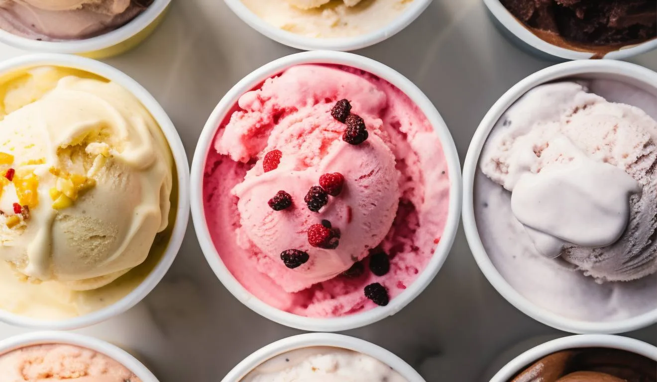 Sabores de sorvete de pote. 