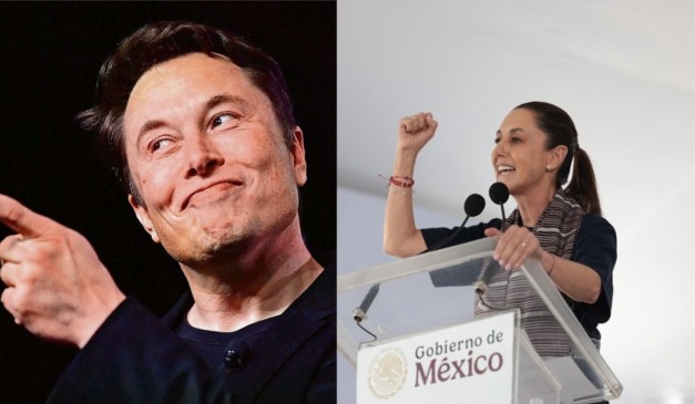 Elon Musk e Claudia Sheinbaum Pardo, presidente do México