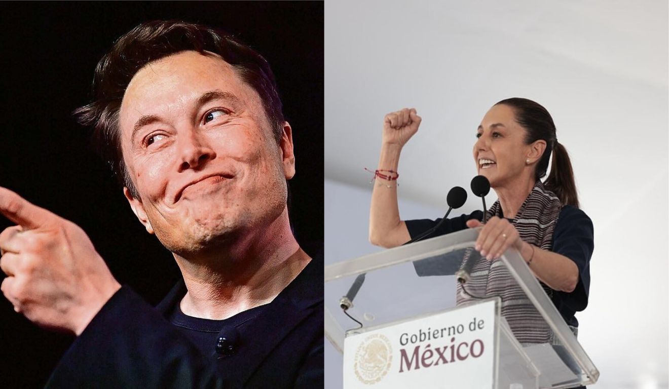 Elon Musk e Claudia Sheinbaum Pardo, presidente do México