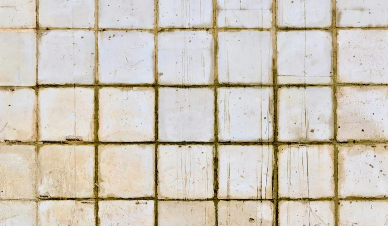 Parede de azulejos suja