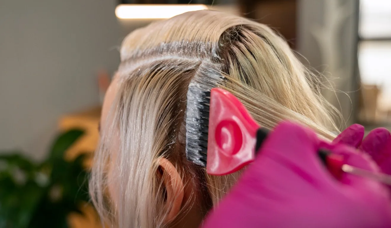 mulher tento cabelo pintado com tintura em casa 