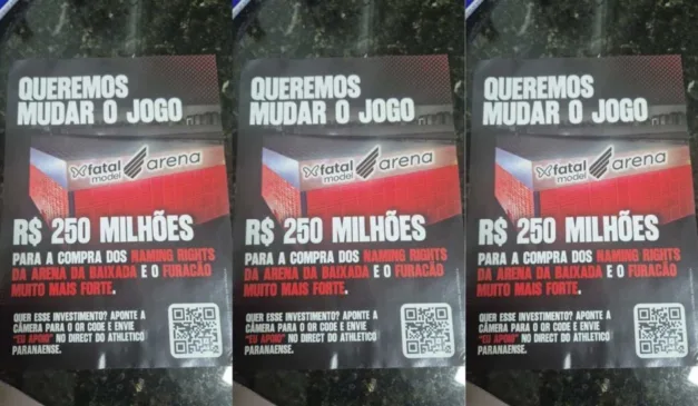 Panfletos distribuídos em Curitiba em campanha para o Athletico aceitar o patrocínio.