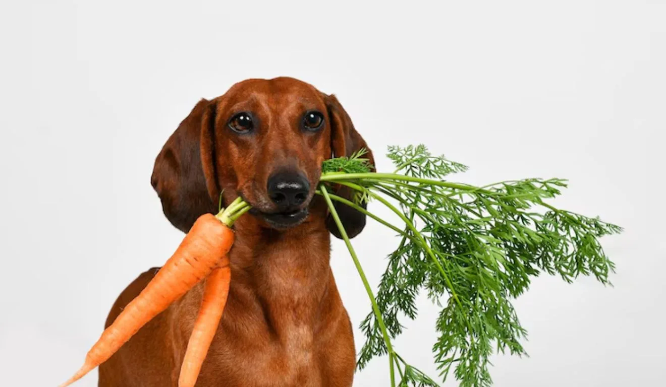 cachorro com cenoura na boca