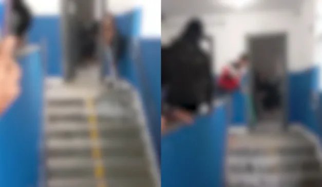 Vídeo mostra alunos retirando a água após enxurrada invadir sala de aula em Piraquara