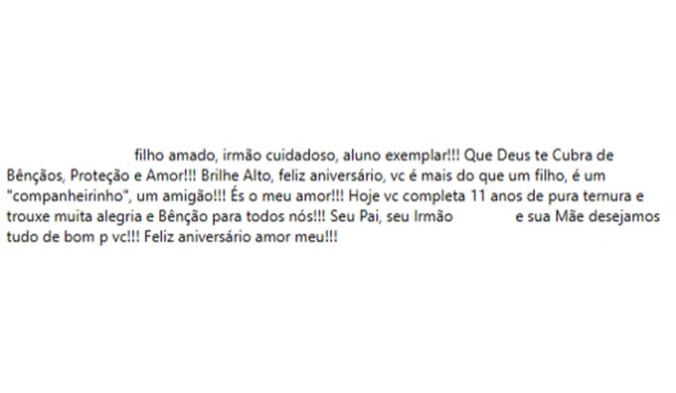 Mensagem do filho que matou os pais.