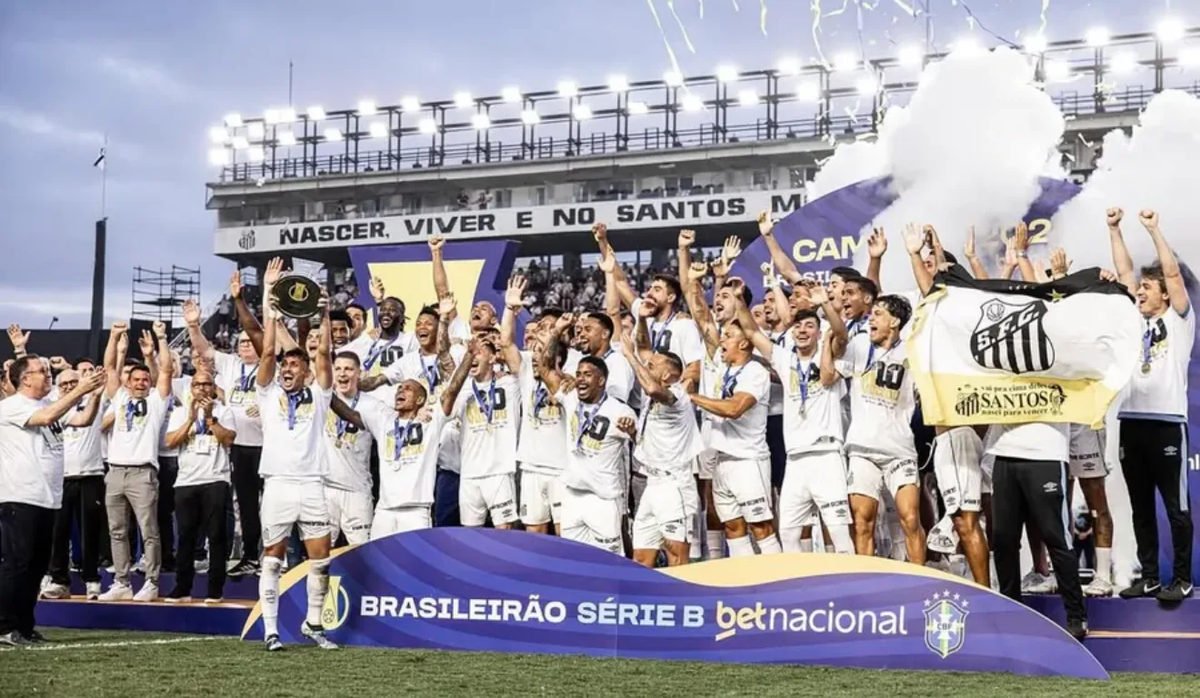 Imagem do Santos campeão da Série B.