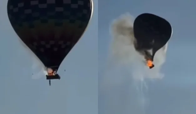 Balão em chamas na cidade de Praia Grande em Santa Catarina