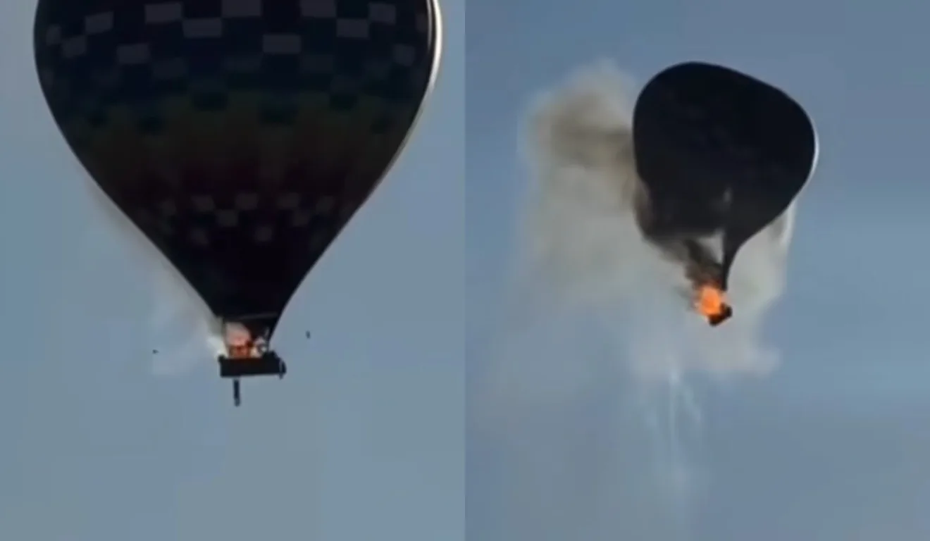 Balão em chamas na cidade de Praia Grande em Santa Catarina