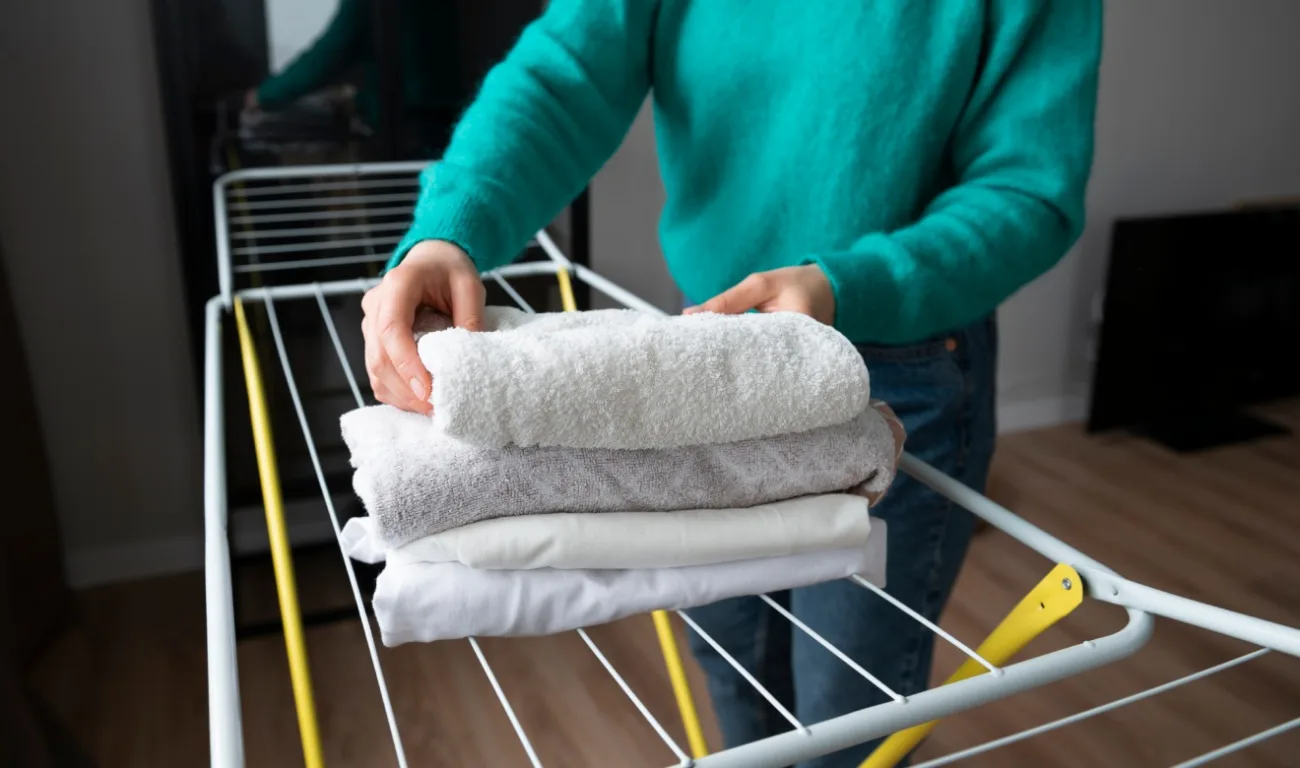 roupas dobradas em cima do varal