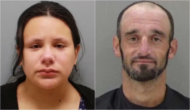 Colagem com casal que matou bebê.