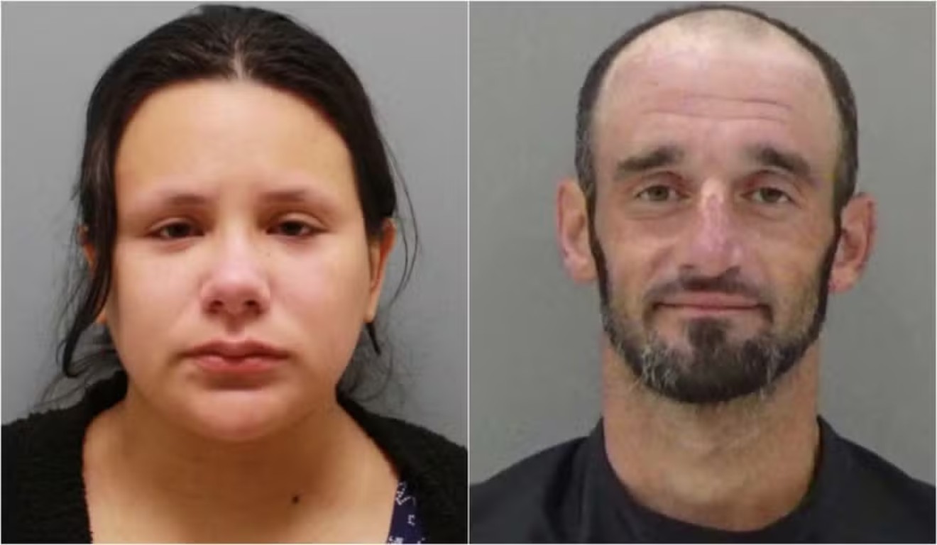 Colagem com casal que matou bebê.