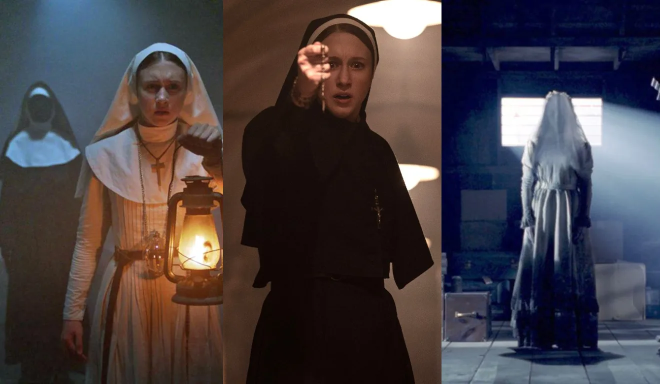 Imagens dos filmes: A Freira (2018 e 2023) e A Maldição da Chorona (2019).