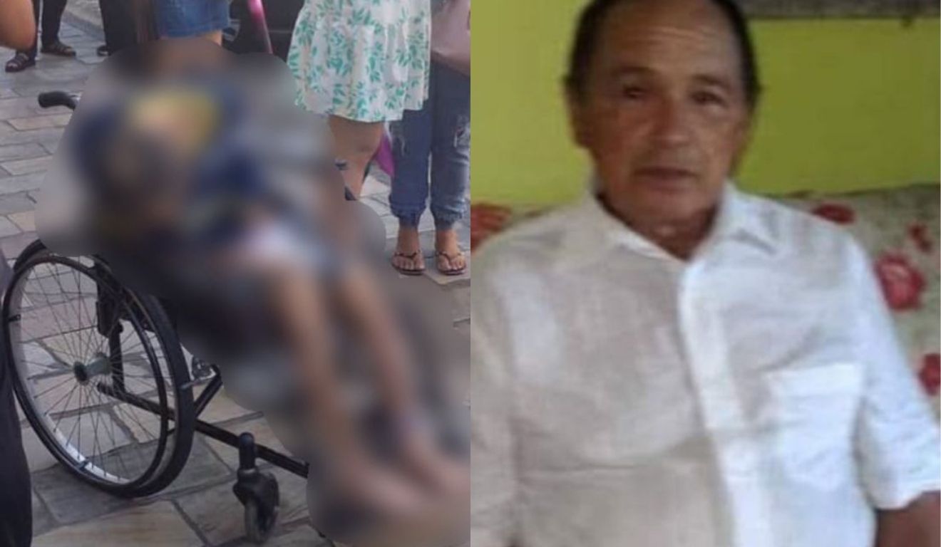 avô que foi levado morto ao banco em cadeira de rodas