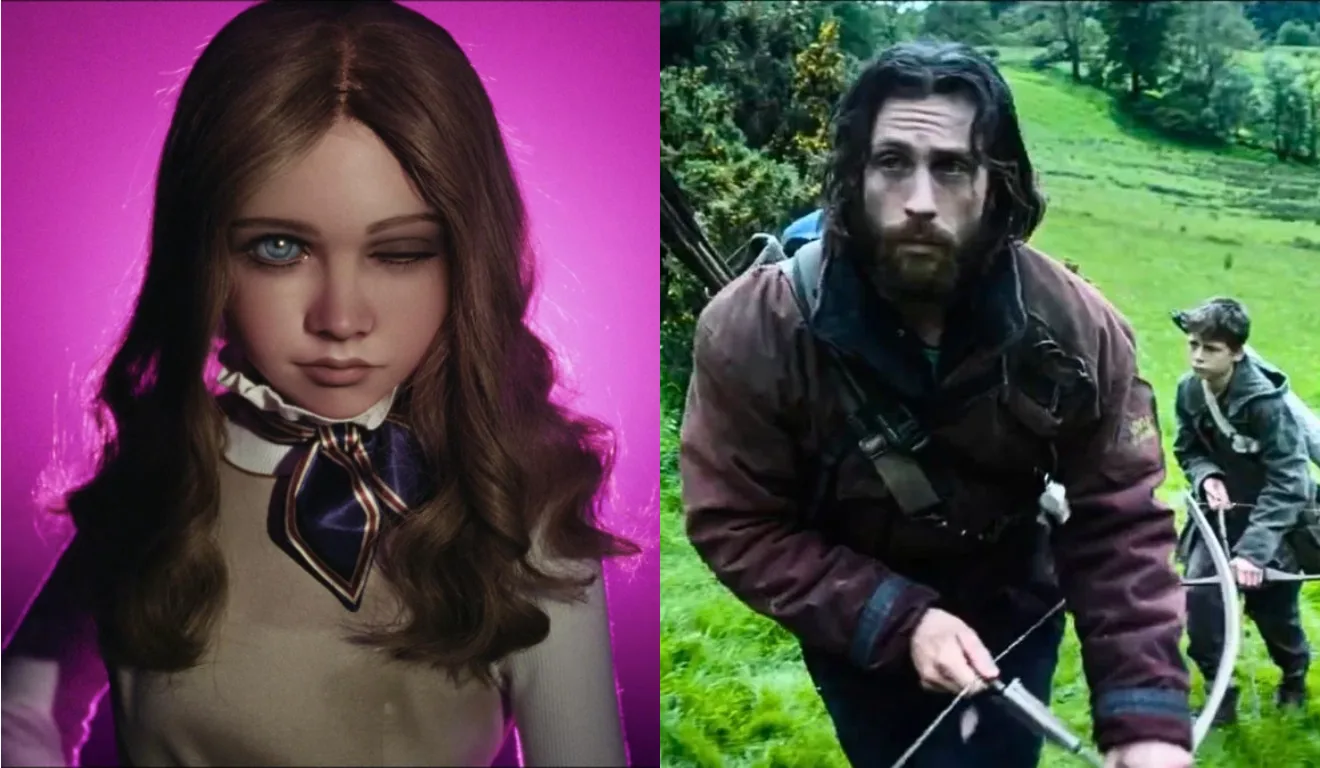 Imagem de uma das cenas dos filmes 'M3GAN 2.0' e 'Extermínio 3'.