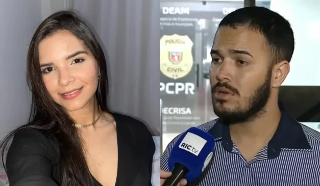 Raíssa Suellen, jovem morta por humorista à esquerda, e filho do humorista, principal suspeito, à direita