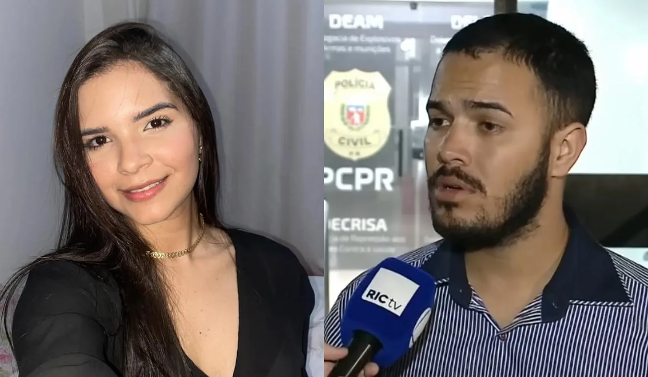 Raíssa Suellen, jovem morta por humorista à esquerda, e filho do humorista, principal suspeito, à direita