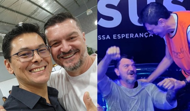 Anderson Marcelo Pfeffer, ex-secretário de Saúde da Prefeitura de Corbélia, que morreu horas após sofrer um acidente na BR-369, e seu amigo Cassio Miyke, que o homenageou nas redes