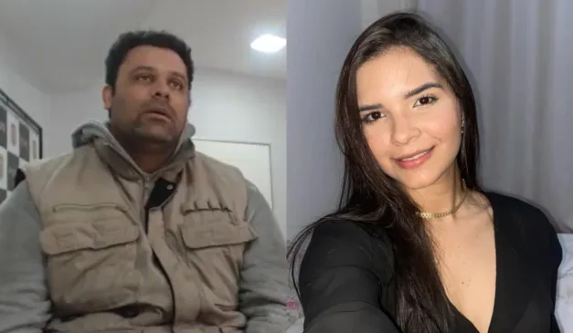 Comediante Marcelo Alves em depoimento e Raíssa, morta pelo comediante ao lado