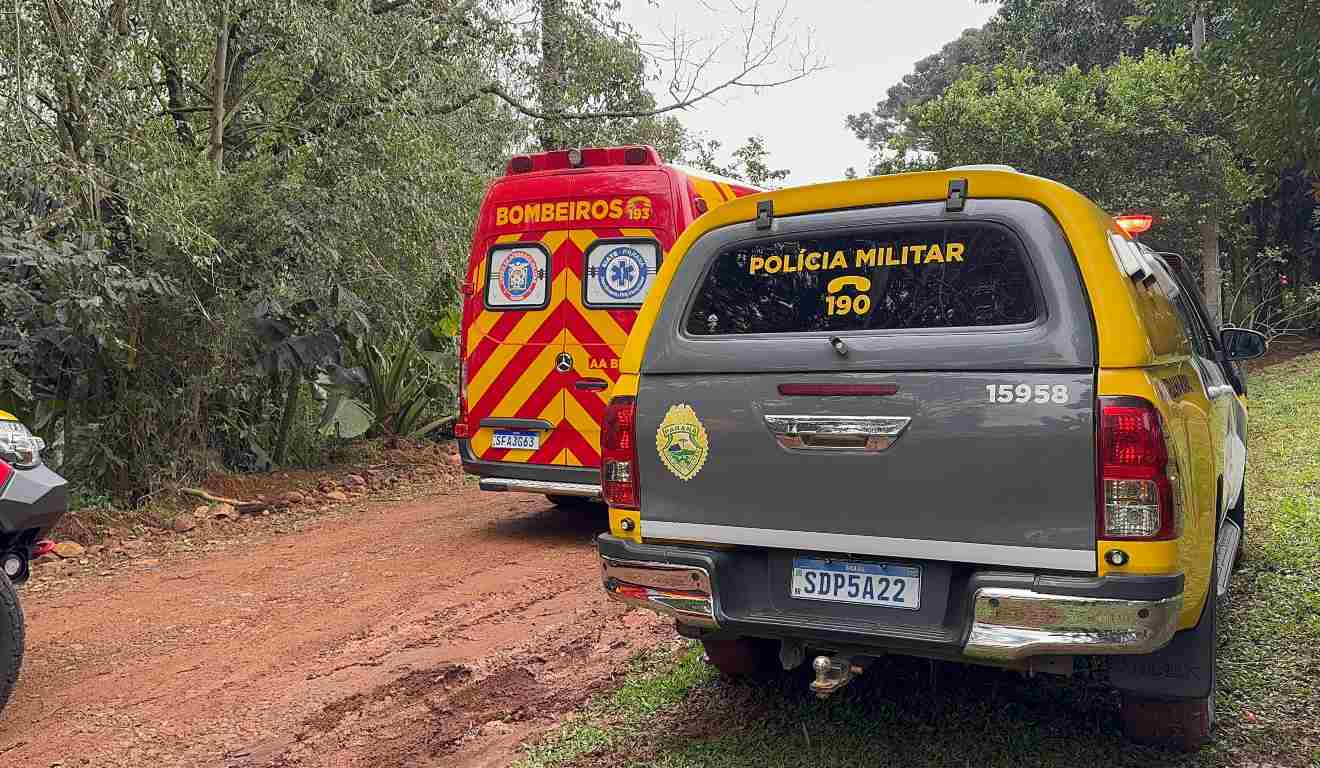 Viaturas policiais estiverem no local do crime, em Francisco Beltrão