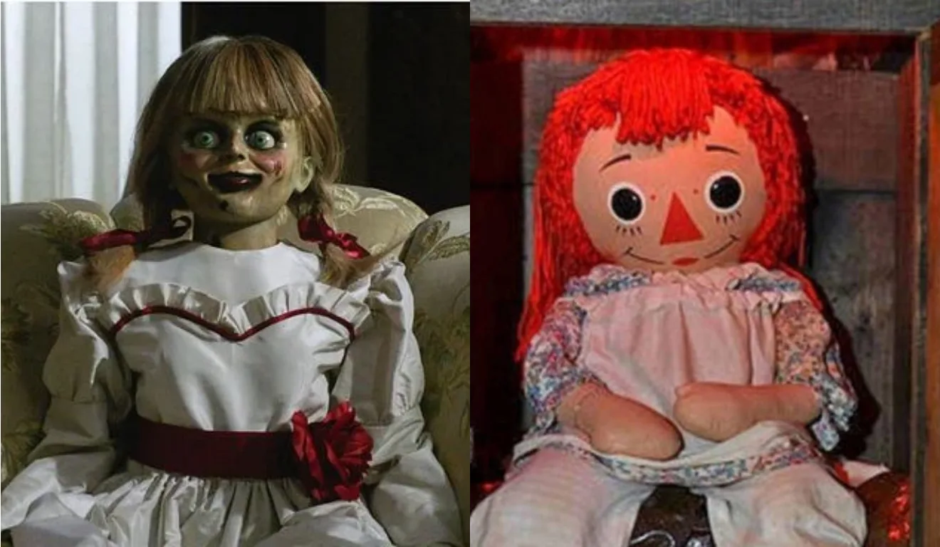 Imagem da Annabelle real e a do filme.