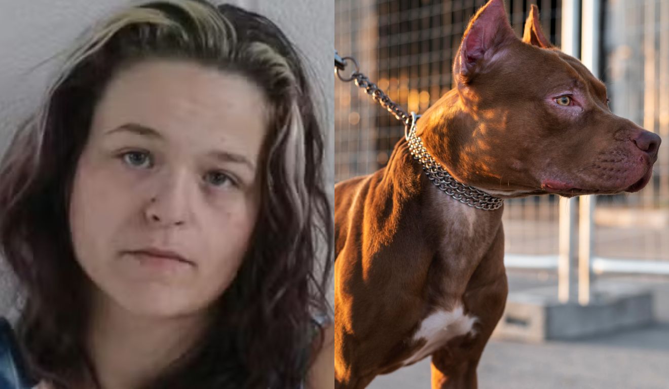 Colagem mãe e pitbull.