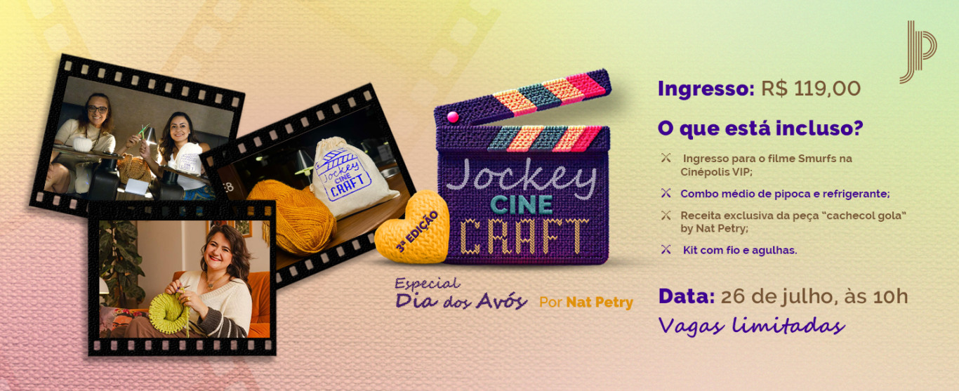 banner de divulgação do Cine Craft Dia dos Avós do Jockey Plaza Shopping
