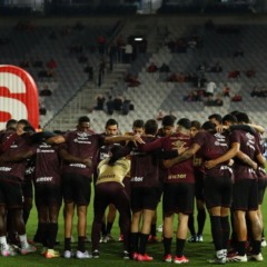 Jogadores do Athletico na Arena da Baixada
